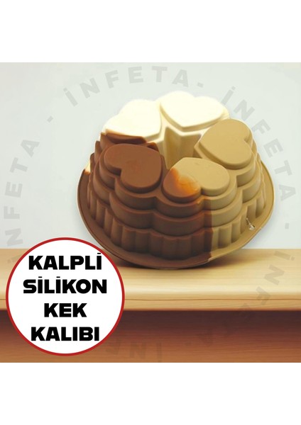 Kalpli Silikon Kek Kalıbı Yapışmaz 5 Kalp Şekilli Kek Kalıbı