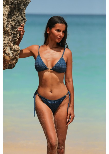 Olympos Petrol Mavisi Yandan Ip Bağlamalı Bikini Altı