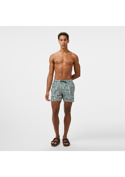 Erkek Yeşil Regular Fit Desenli Deniz Şortu T55341T.3LR