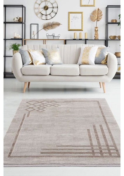 Breda Modern Salon ve Oturma Odası Halısı - Kahverengi