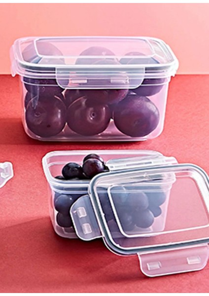 2'li Dikdörtgen Contalı Derin Saklama Kabı Seti 550ML-1000ML Bpa Free