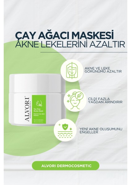 Alvori Çay Ağacı Maskesi, Tea Tree Bubble Mask, Akne ve Leke Görünümünü , Yeni Akne Oluşumunu Engeller, Cildi Fazla Yağdan Arındırır. (250 Ml) fiyatları