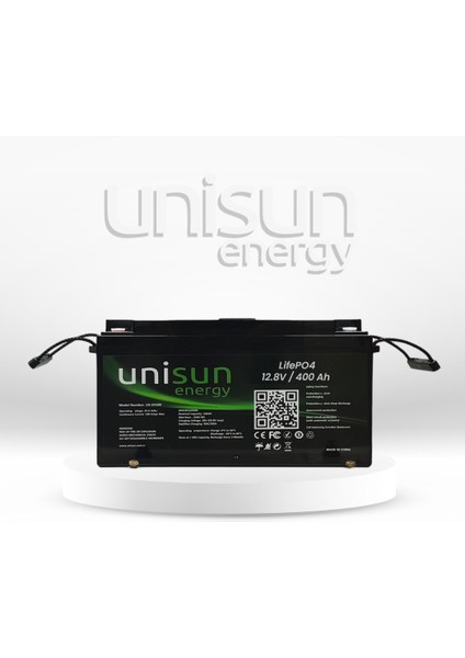 12.8V 400AH Lifepo4 Batarya 6000 Cycle + Ekran + Bluetooth ( 12V Sistem ) Unisun Enerji