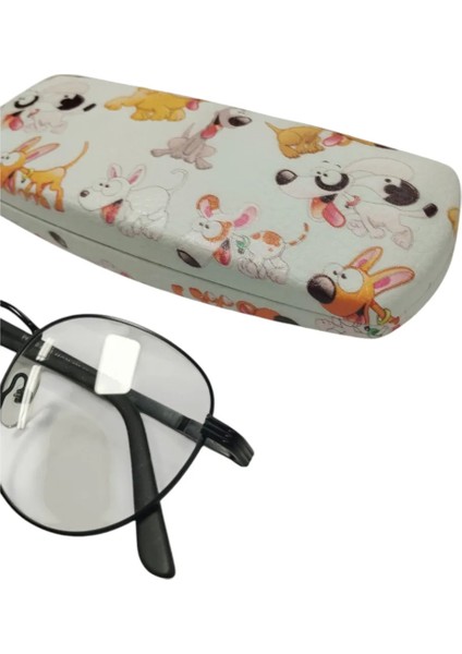 Oval Desenli Gözlük Kılıfı Optik Çerçeve Için (Sert) Silme Bezi Hediyeli