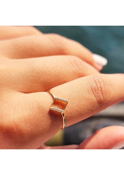 Gümüş Yüzük - Dörtgen Taşlı Minimal Tasarım Gümüş-Hediyelik Minimal Estetik 925 Ayar Gümüş Yüzük