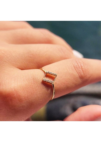 Gümüş Yüzük - Dörtgen Taşlı Minimal Tasarım Gümüş-Hediyelik Minimal Estetik 925 Ayar Gümüş Yüzük fiyatları