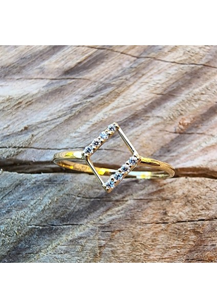 Gümüş Yüzük - Dörtgen Taşlı Minimal Tasarım Gümüş-Hediyelik Minimal Estetik 925 Ayar Gümüş Yüzük indirimleri