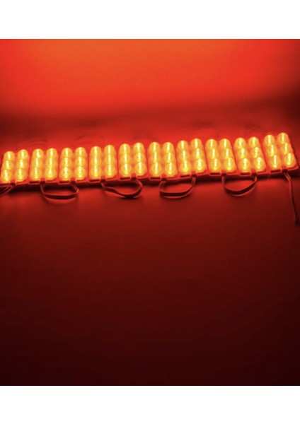 3 Ledli Parmak LED Modül 1.5W 2835 Smd Mercekli 12V-20 Adet Kırmızı