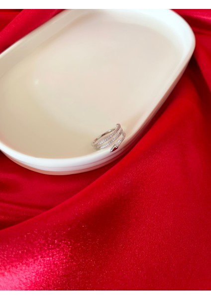 3 Sıra Zirkon Taşlı Çelik Yüzük