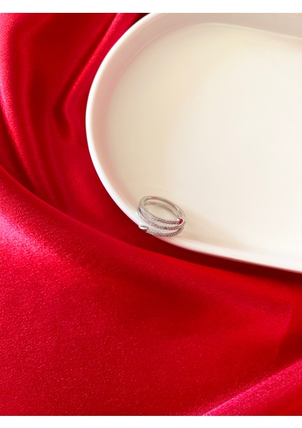 3 Sıra Zirkon Taşlı Çelik Yüzük fiyatları