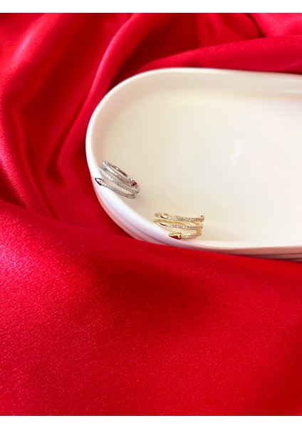 3 Sıra Zirkon Taşlı Çelik Yüzük modelleri