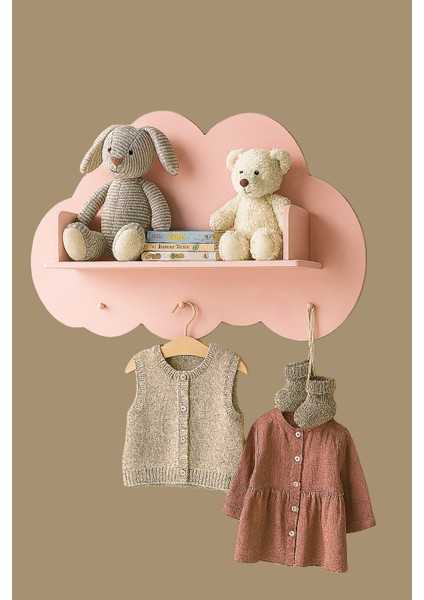 Bulut Desenli Askılık & Kitaplık | %100 Mdf | 2 Renk Seçeneği | Hem Askı Hem Raf fiyatları