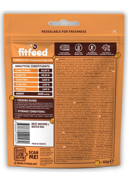 Freeze-Dried Çiğ Yumurta Sarısı Kedi Ödül Maması 60g fiyatları