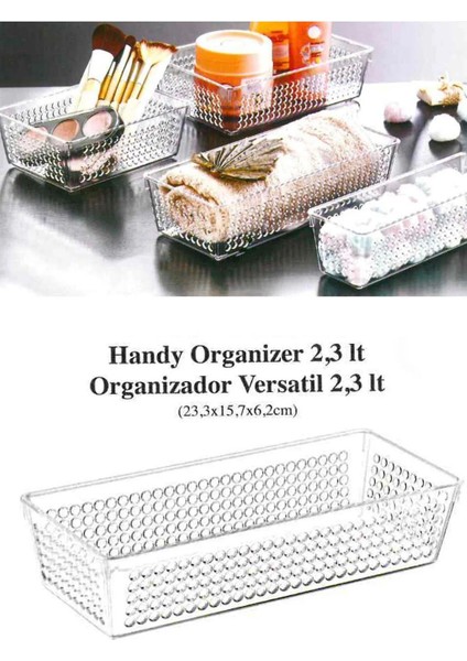 3'lü Şeffaf Handy Organizer Banyo Mutfak Dolap Içi Makyaj Organizer 2,3lt-1,9lt-1,1lt Bpa Free