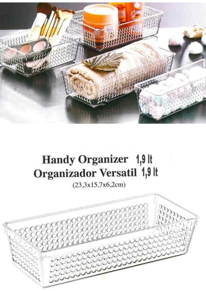 3'lü Şeffaf Handy Organizer Banyo Mutfak Dolap Içi Makyaj Organizer 2,3lt-1,9lt-1,1lt Bpa Free
