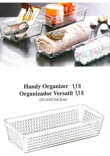 3'lü Şeffaf Handy Organizer Banyo Mutfak Dolap Içi Makyaj Organizer 2,3lt-1,9lt-1,1lt Bpa Free