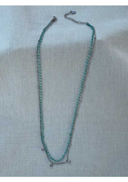 Çift Zincirli Turkuaz Boncuklu Kolye fırsatları