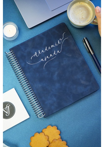 Vegan Deri Spiralli Akademik AJANDA-2025–2026 | 17X23 Cm. | Ayraçlı | Premium Sert Kapak| Blue Mind fiyatları