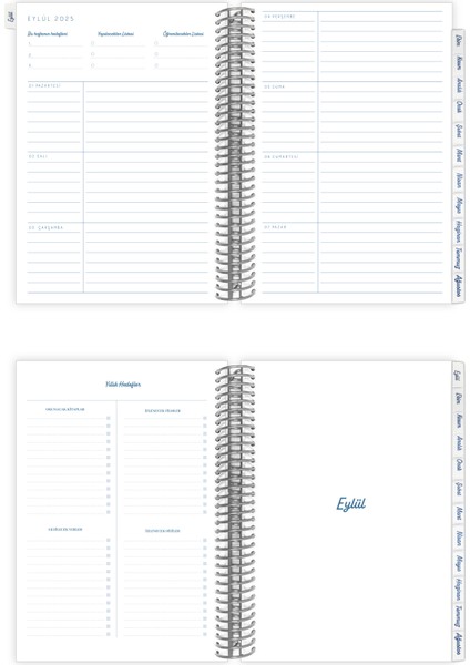 Vegan Deri Spiralli Akademik AJANDA-2025–2026 | 17X23 Cm. | Ayraçlı | Premium Sert Kapak| Blue Mind