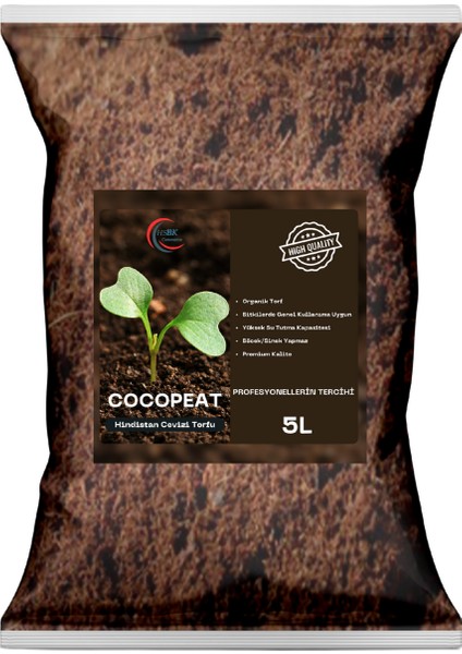 Cocopeat Hindistan Cevizi Torfu - %100 Doğal, Böcek Yapmayan, Orkide Toprağı 5l