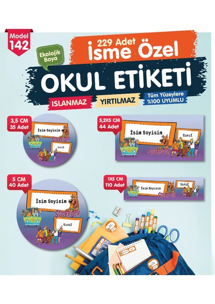 Okul Etiketi Kalem Defter Etiketi Özel Isim Yazılabilen Etiket Seti - Isim Etiketi OE142-T1239-OE142