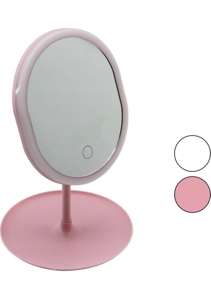 Yuvarlak- Düz Kenar 7 Inç Ledli - USB Şarjlı Makyaj Aynası 90°takılıklı Ayakr.pls 17.5cm (4887)