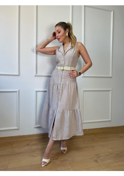 Bej Kemerli Midi Elbise fiyatları