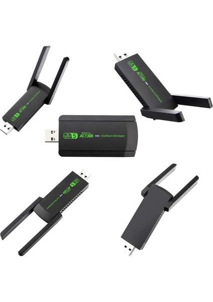 USB Wireless Adaptör Wifi5 AC1300 Mbps Dual Bant USB Adapter 2.4g -5g