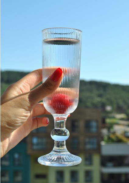 2 Adet Ayaklı Cam Kadeh Kahve Yanı Su Bardağı- Şampanya Bardak