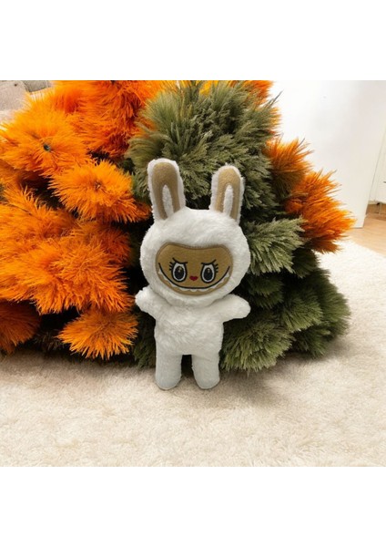 Mini Beyaz Tavşan Kostümlü Labubu Peluş Oyuncak