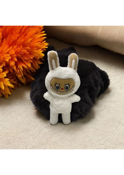 Mini Beyaz Tavşan Kostümlü Labubu Peluş Oyuncak