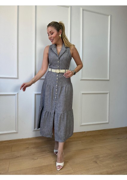 Siyah Kemerli Midi Elbise modelleri