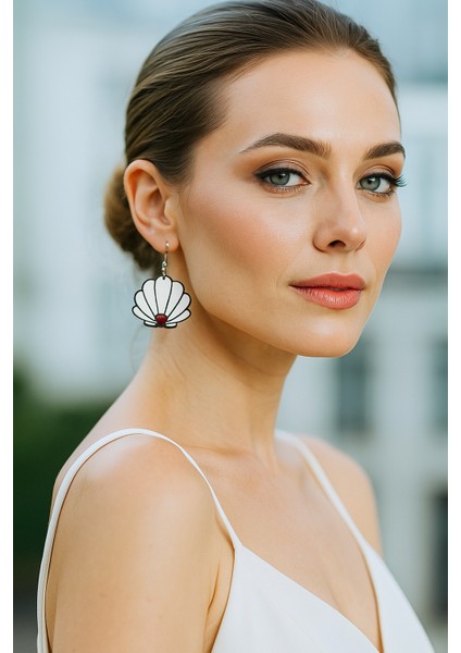 Sallantılı 3D Baskı Midye Küpe | Deniz Kabuğu Model | Yazlık Hediyelik Takı