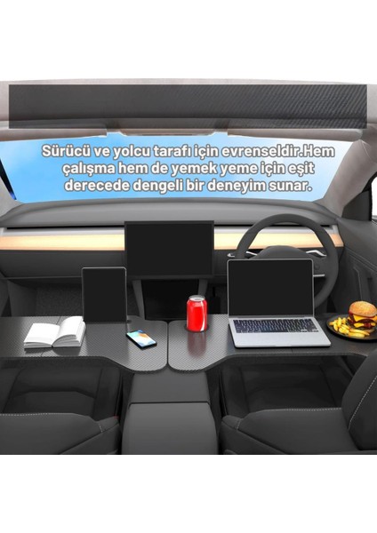 Tesla Model 3 ve Model Y Ile Uyumlu Araç Içi Çalışma Masası, Bardaklı, Telefon Standlı Tepsi fırsatları