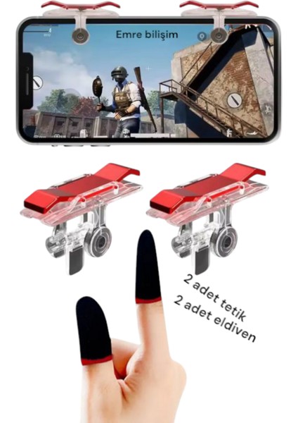 E9 Tetik ve Parmaklık Eldiven Yeni Nesil Tetik Düğmesi Set 2 Adet Eldiven 2 Adet Tetik KIRMIZI ŞEFFAF fiyatları