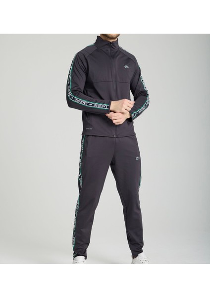 Antrasit Slim Fit Şeritli Eşofman Takımı
