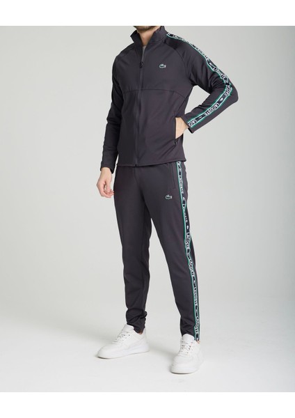Antrasit Slim Fit Şeritli Eşofman Takımı