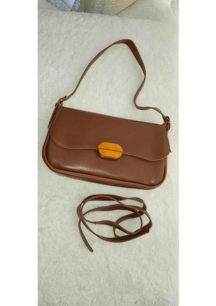 Kahve Uzun ve Kısa Kemer Askılı Çanta