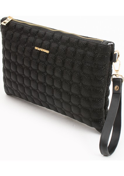 Kadın Suni Deri Siyah Mozaik Desen Ayarlanabilir Çapraz ve El Askılı Portföy, Clutch Çanta fırsatları