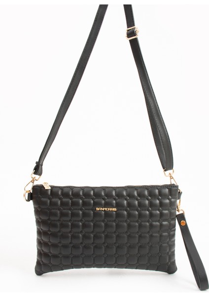 Kadın Suni Deri Siyah Mat Ayarlanabilir Çapraz ve El Askılı Portföy, Clutch Çanta