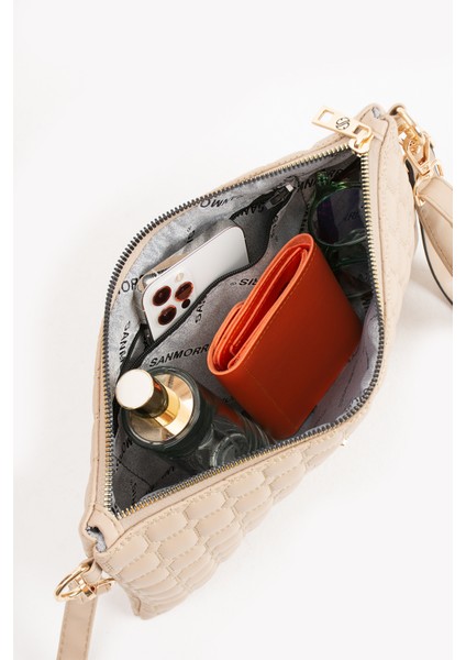 Kadın Suni Deri Siyah Mat Ayarlanabilir Çapraz ve El Askılı Portföy, Clutch Çanta