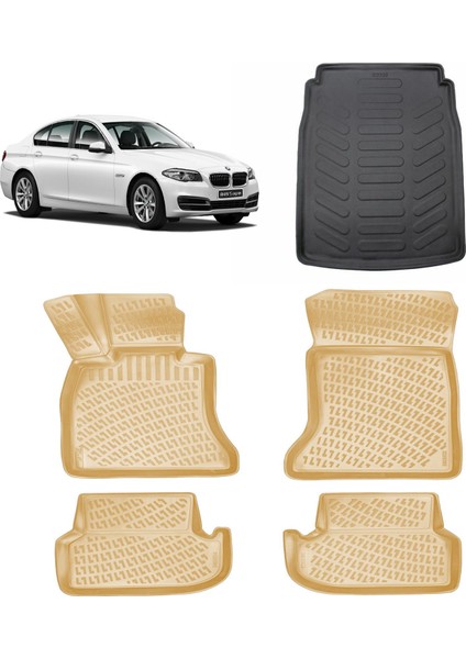 Bmw 5 Serisi F10 3D Havuzlu Paspas ve Bagaj Havuzu Set Bej