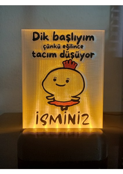 Kişiye Özel Isimli Hediyelik Kablolu LED Lamba - M6 - Eğilince Tacım Düşüyor - Amber Işıklı