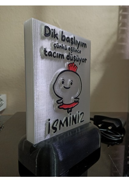 Kişiye Özel Isimli Hediyelik Kablolu LED Lamba - M6 - Eğilince Tacım Düşüyor - Amber Işıklı