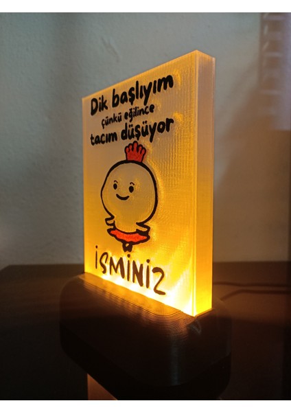 Kişiye Özel Isimli Hediyelik Kablolu LED Lamba - M6 - Eğilince Tacım Düşüyor - Amber Işıklı