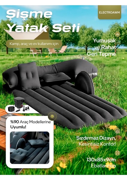 Şişme Yatak Seti Araç Içi - Kamp - Ev Kullanımı Için 12/24V Hava Pompa Hediyeli