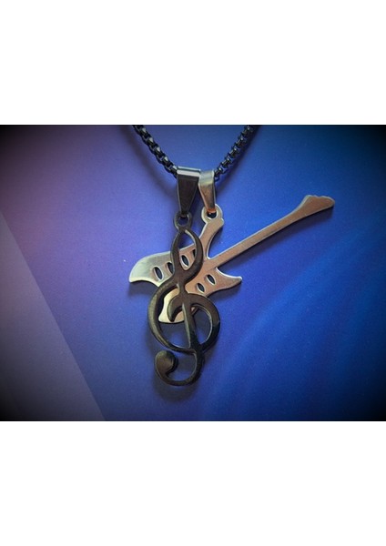 Paslanmaz Çelik Ikili Ürün Sol Anahtar ve Gitar Kolye modelleri