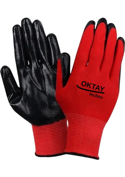 Iş Eldiveni Kırmızı Siyah Nitril Eldiven (10 Çift) No:10 Xl Bahçe Tarım Montaj Inşaat fiyatları
