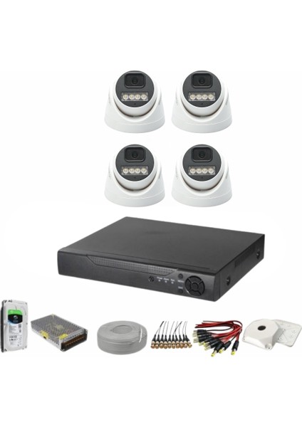 Go Vision 4'lü Dome Kamera Seti 2mp 3.6mm Full Color Serisi