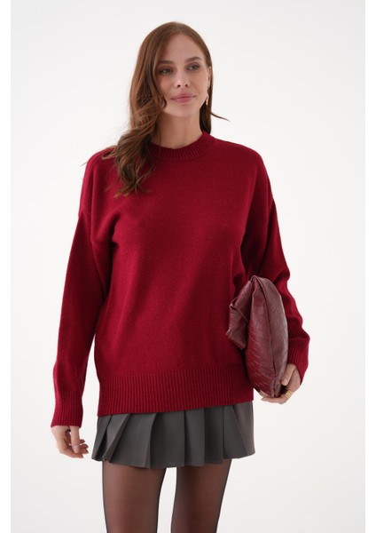 Yumuşak Dokulu Bordo Triko Kazak